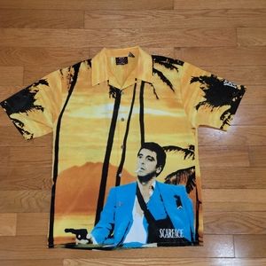 Reason x Scarface Mens Multicolor Tony Montana Button Up Shirt Size Medium
